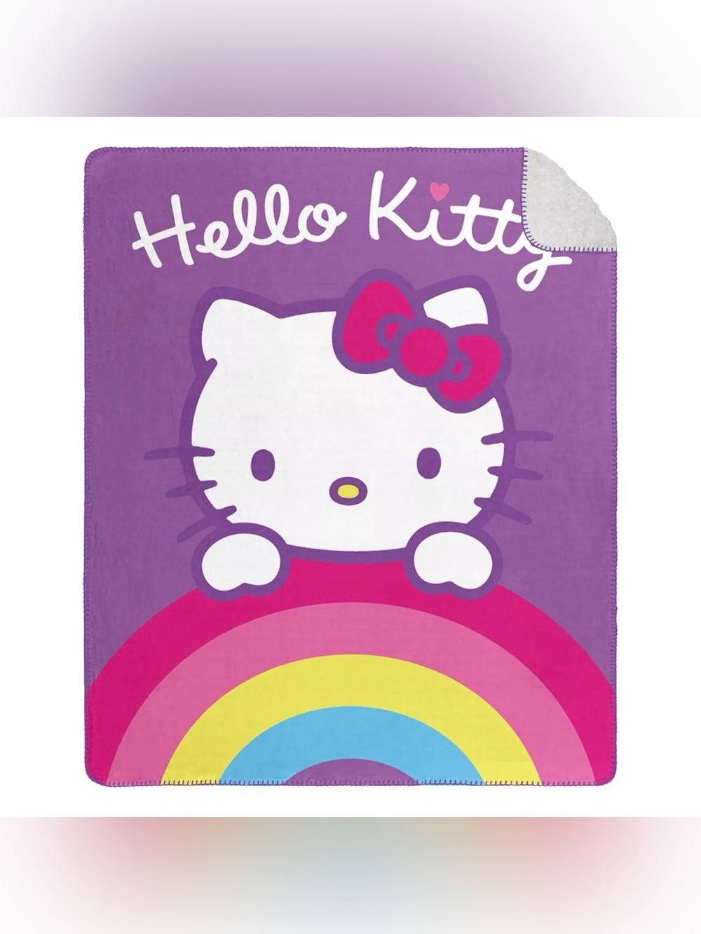 NWT Hello Kitty "Peekaboo Rainbow" Cloud Sherpa Throw Blanket, 50" x 60"